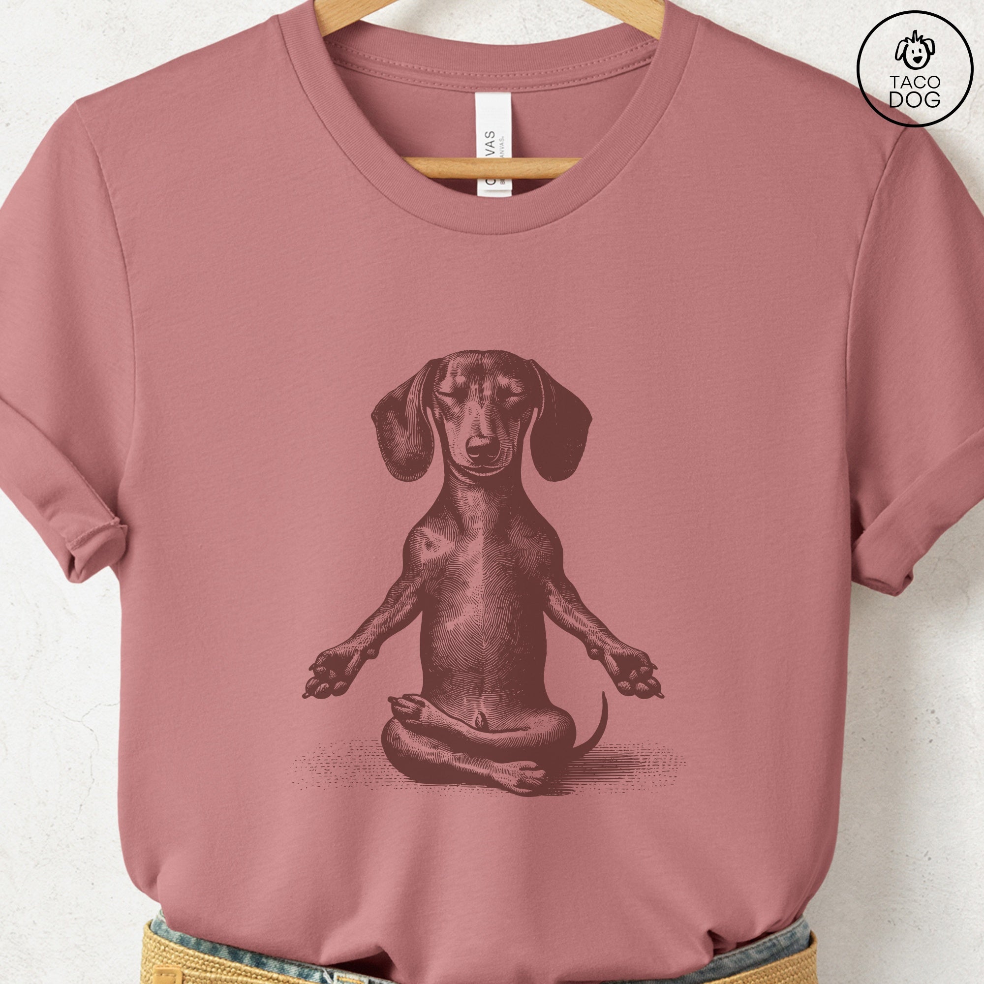 Dachshund Wiener Dog Meditate Yoga T-Shirt