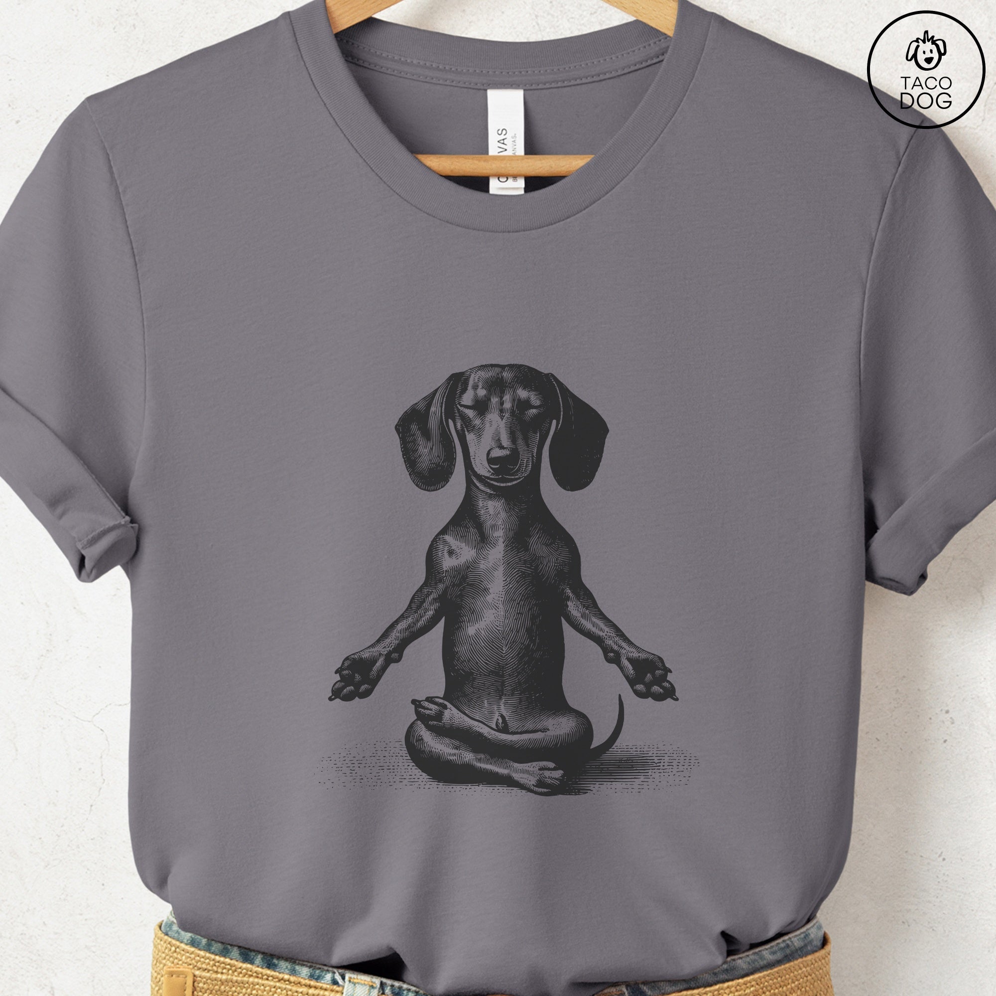 Dachshund Wiener Dog Meditate Yoga T-Shirt
