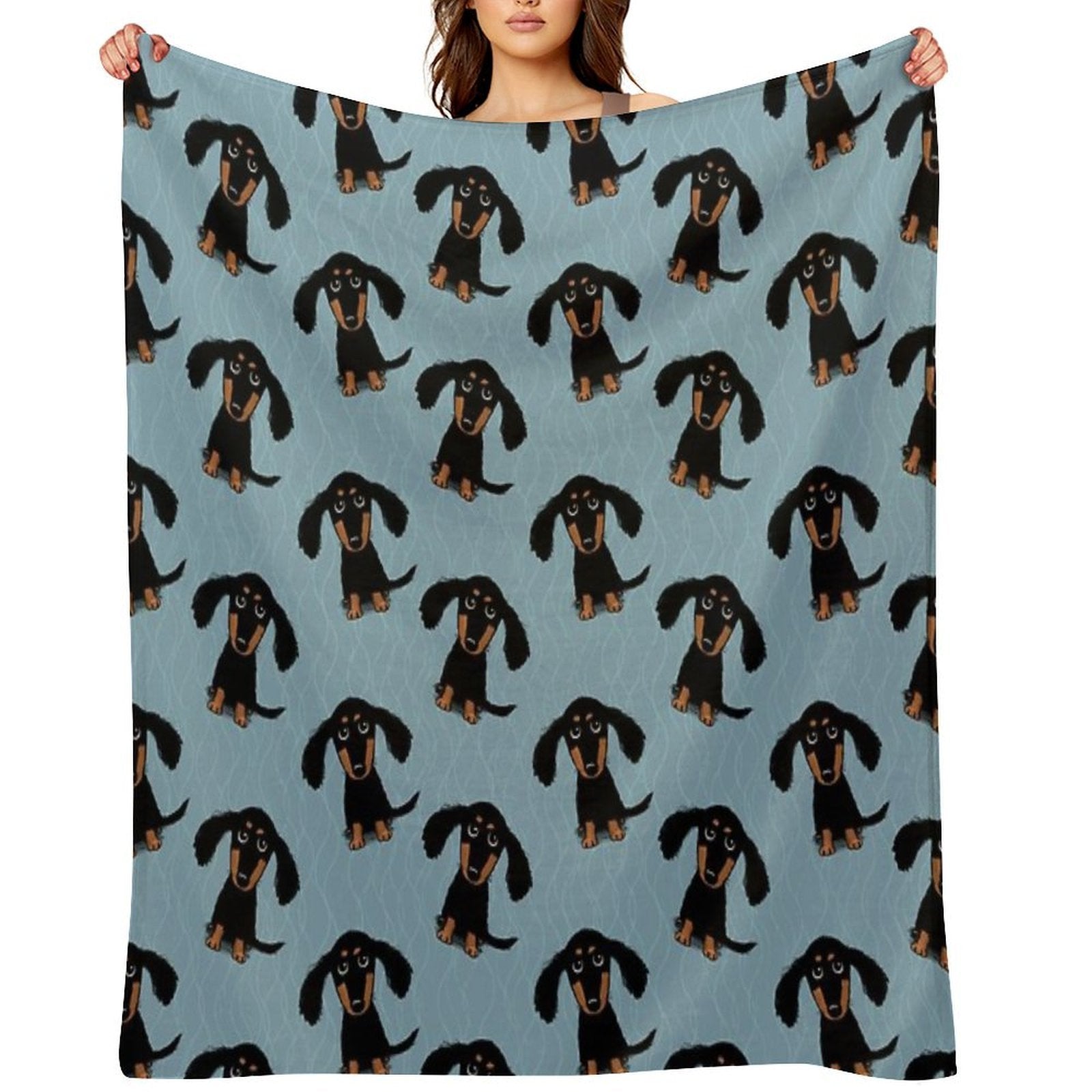 Longhaired Dachshund Black And Tan Puppy Dog Wrinkle-free Throw Blanket