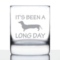 Long Day - Funny Dachshund Whiskey Rocks Glass Gifts for Men & Women - Fun Whisky Drinking Tumbler Décor